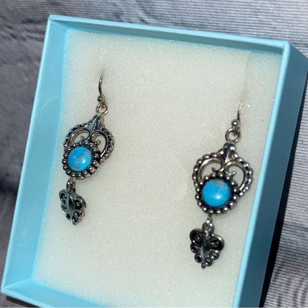 Barse Turquoise Dangle Earrings - Picture 2 of 4